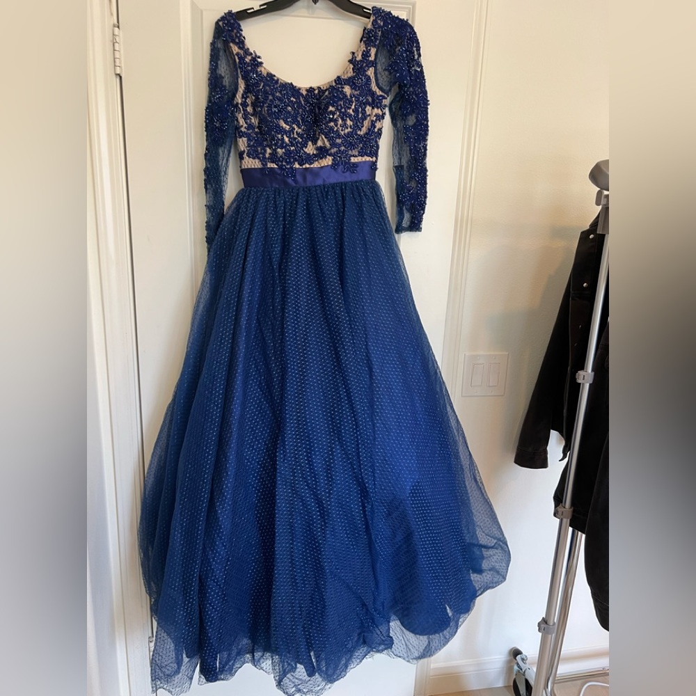 Mac Duggal lace illusion tulle ball gown $598